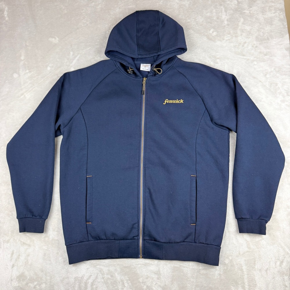Fenwick Fishing Hoodie Mens XL Navy Blue Eagle Graphic Logo Full Zip Outdoor EUC